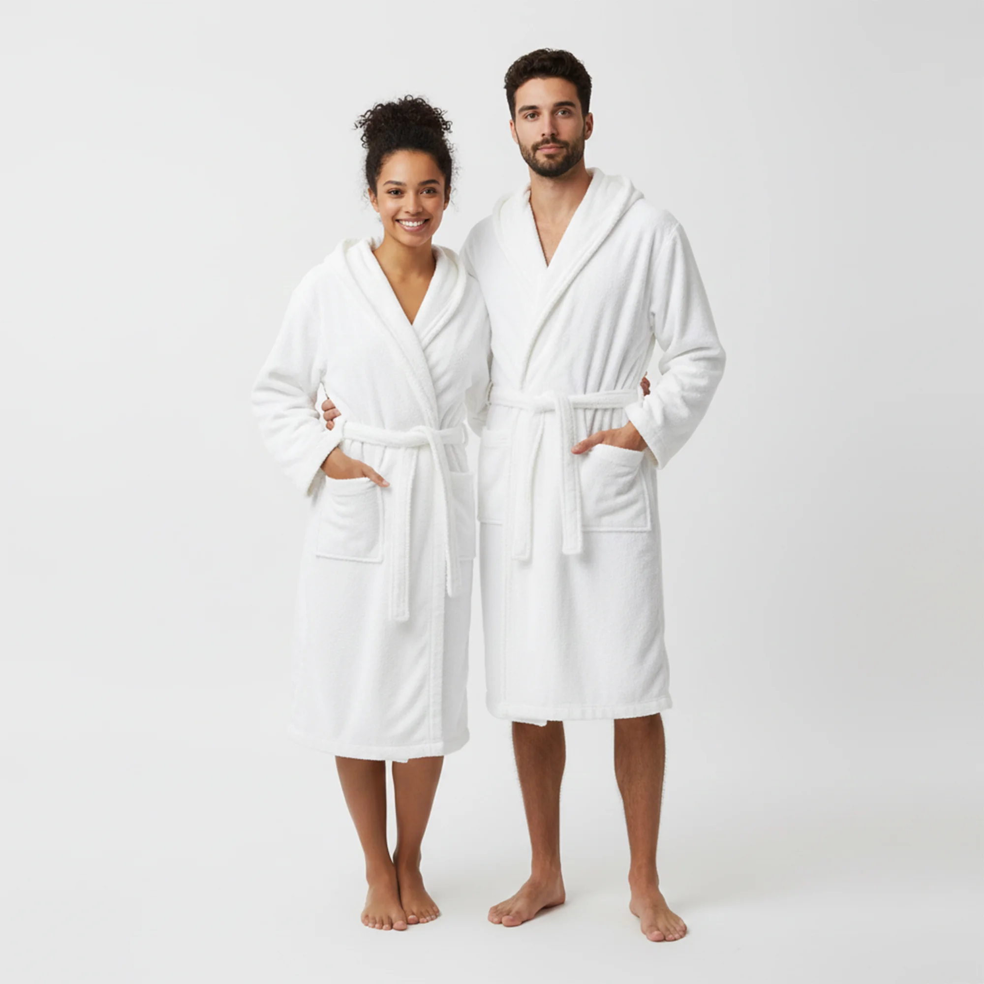 Everest Bathrobe Hooded White Large