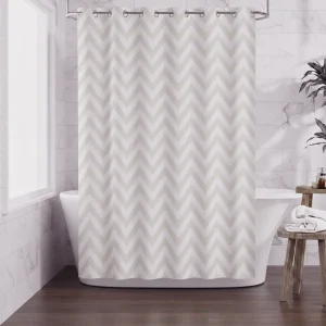Hookless Shower Curtain Petals White Waves
