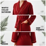 Waffle Kashmir Bathrobe Burgundy Large3