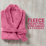 Flannel Fleece Bathrobe Pink3