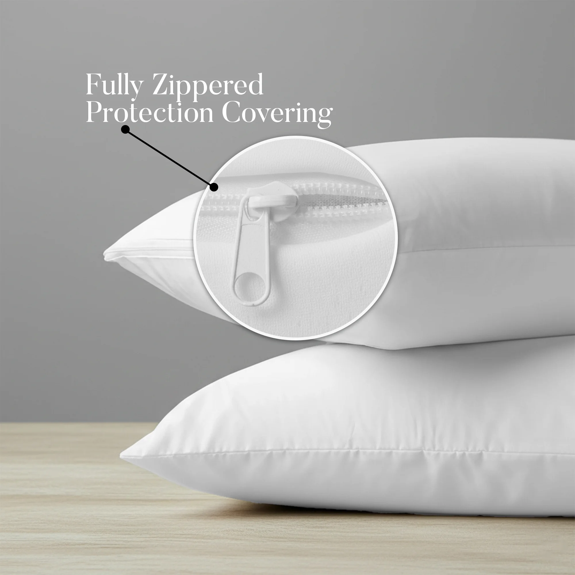 Cotton Pillow Protector Full Zipper Encasement King2