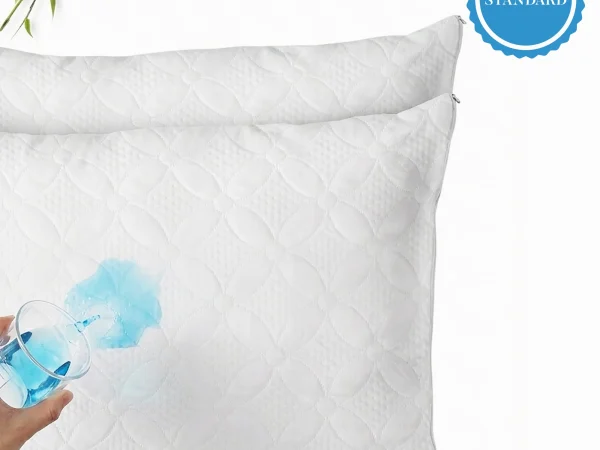 Premium Bamboo Fabric Pillow Protector Flower Design Standard