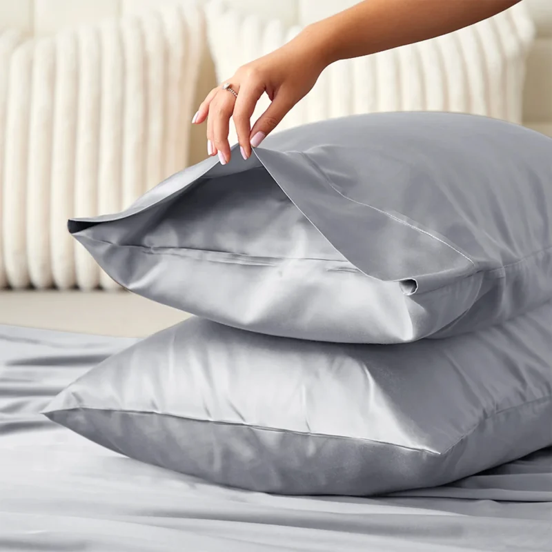Satin Pillowcase Standard Silver2